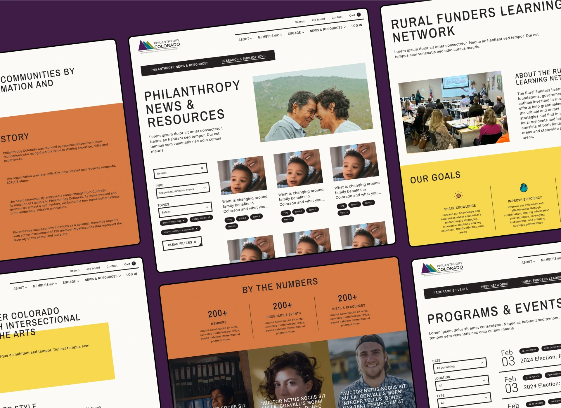 Screenshots of the Philanthropy Colorado website.