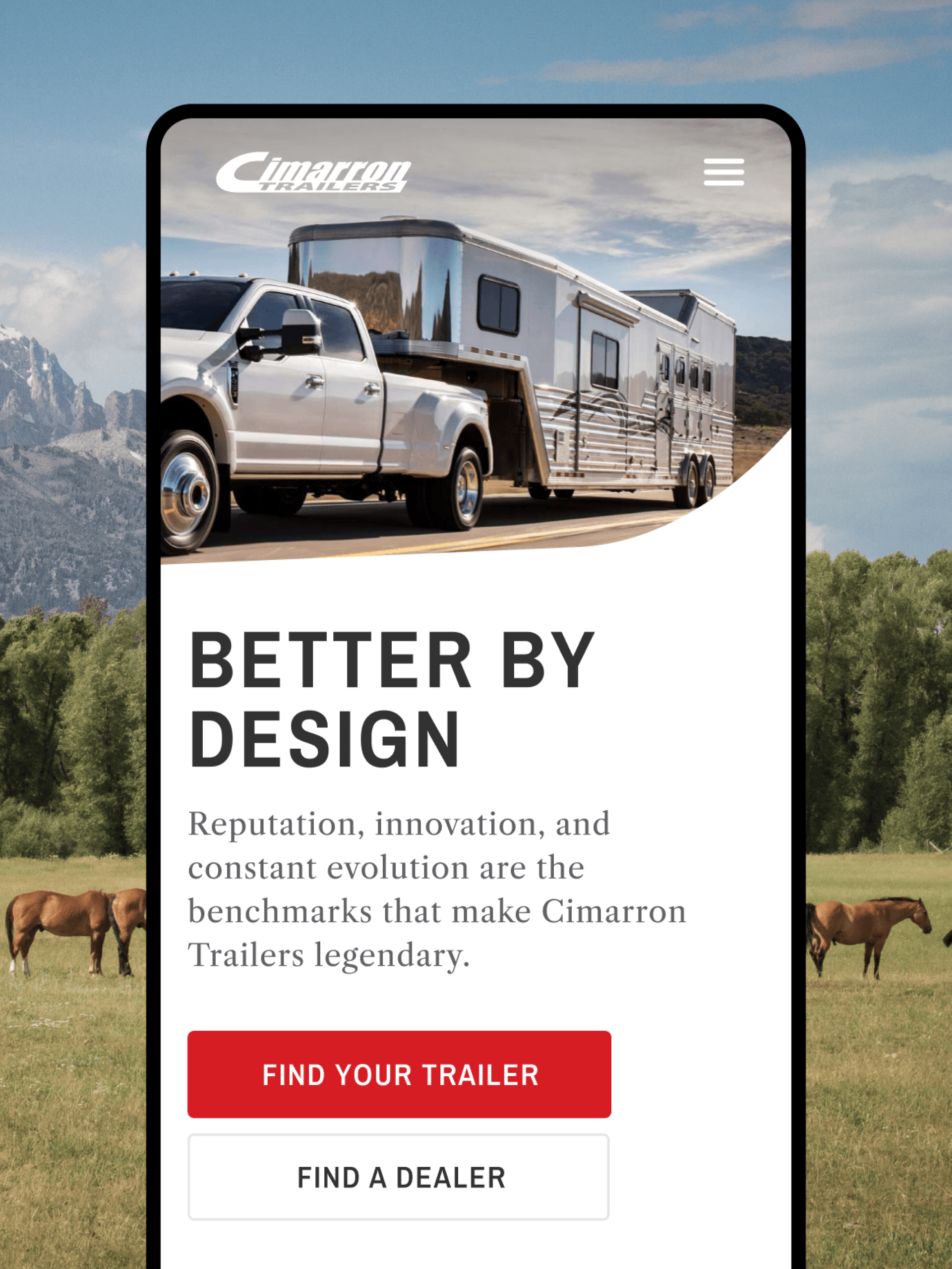 Horse and livestock trailer website mobile