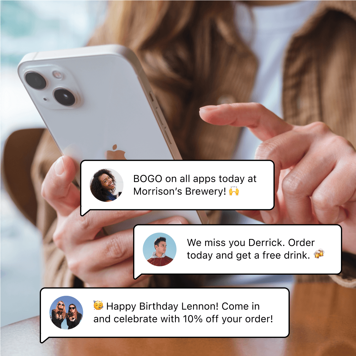 Text messages from marketing campaign popping up on a phone
