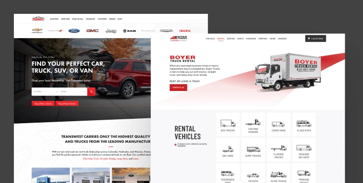 Custom built dealership websites