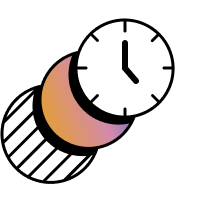 Hours icon, clock expanding