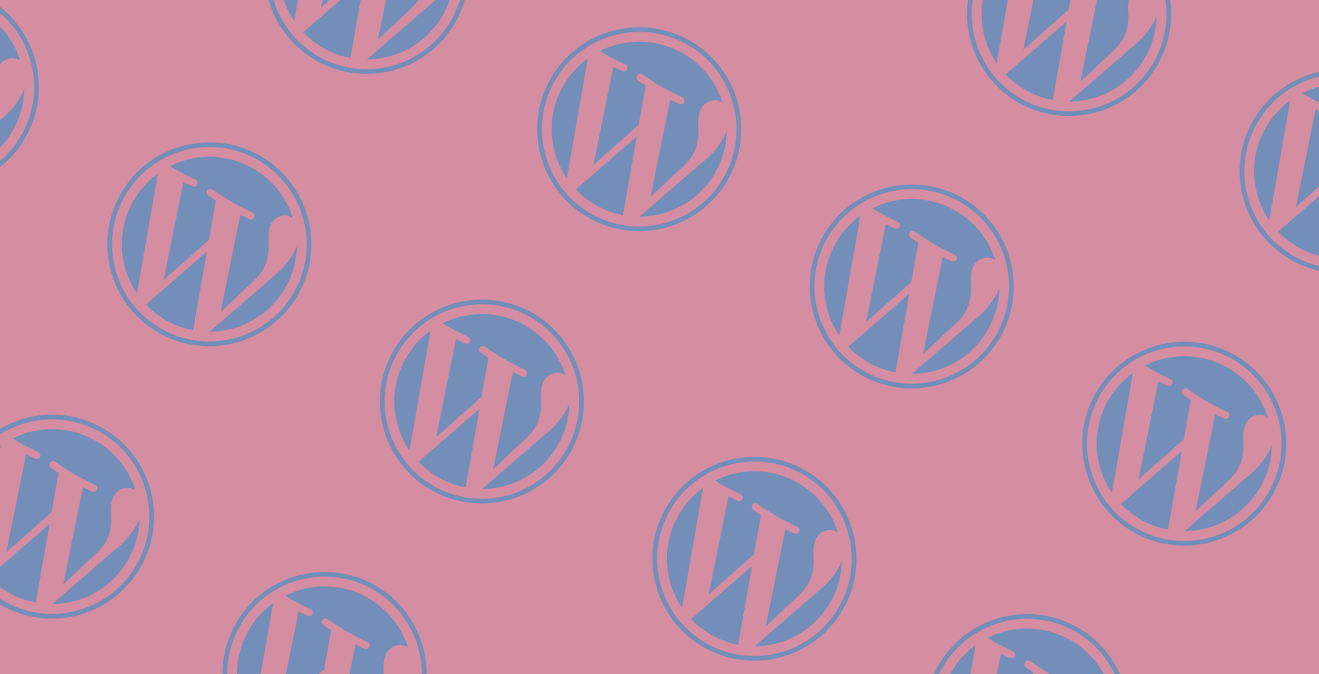 Blue WordPress logo pattern repeated over a pink background